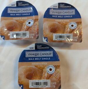 Yankee Candle Wax Melt Single Set Of 3 Sugar & Spice Brand New Sealed